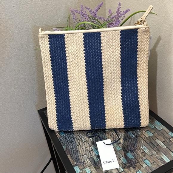 Clare .V Foldover Woven Leather Clutch - Picture 6 of 17